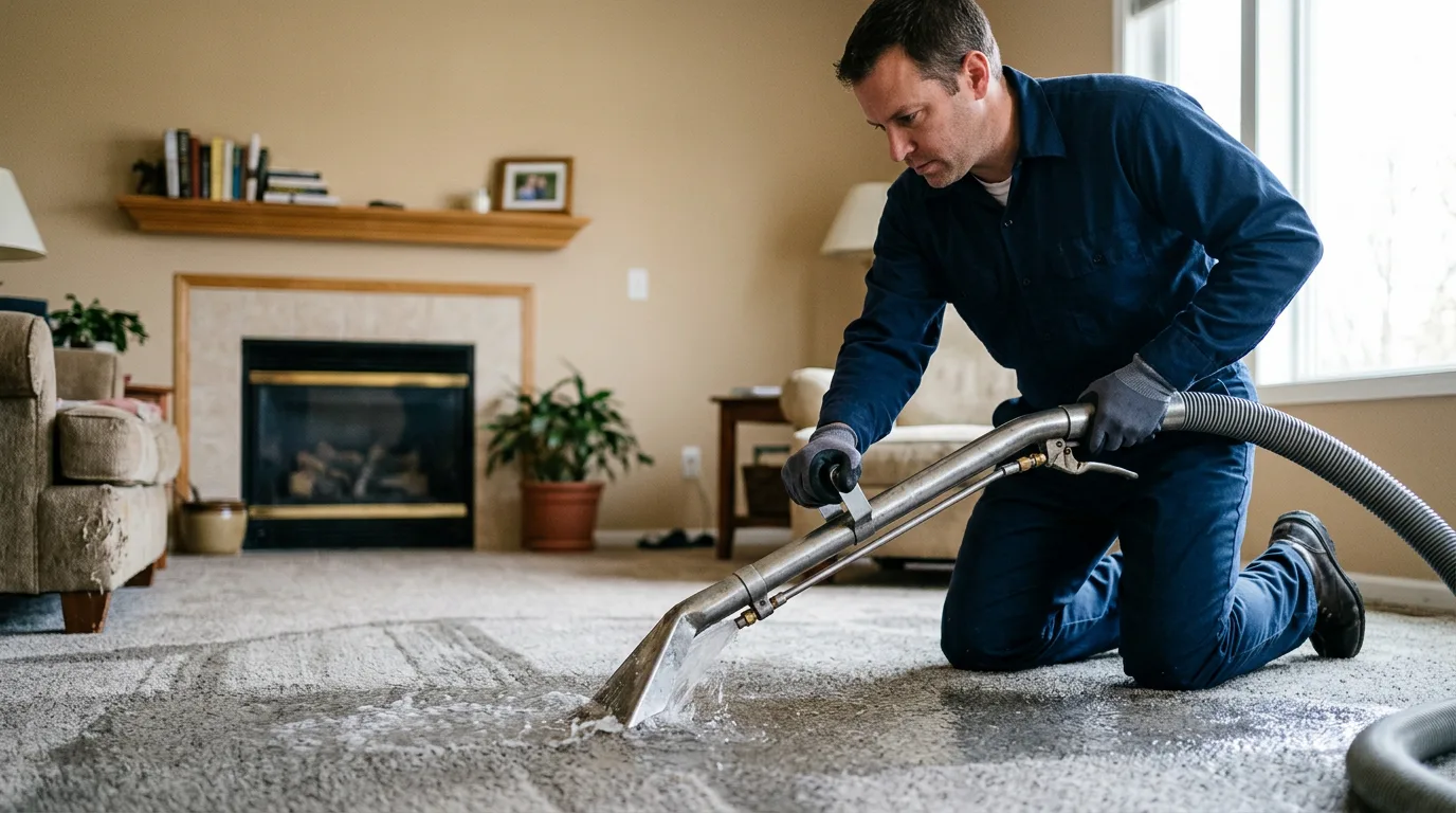 Water damage restoration technician working near Driscoll, ND